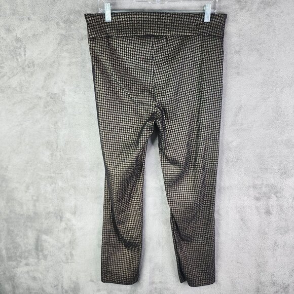 Womens Rachel Zoe Black & Metallic Gold Houndstooth Pants Career Straight 14 - Picture 7 of 12